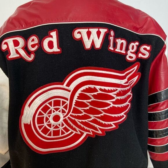 Retro Leather Red Wings Varsity Jacket 1995 Signed - Picture 9 of 16